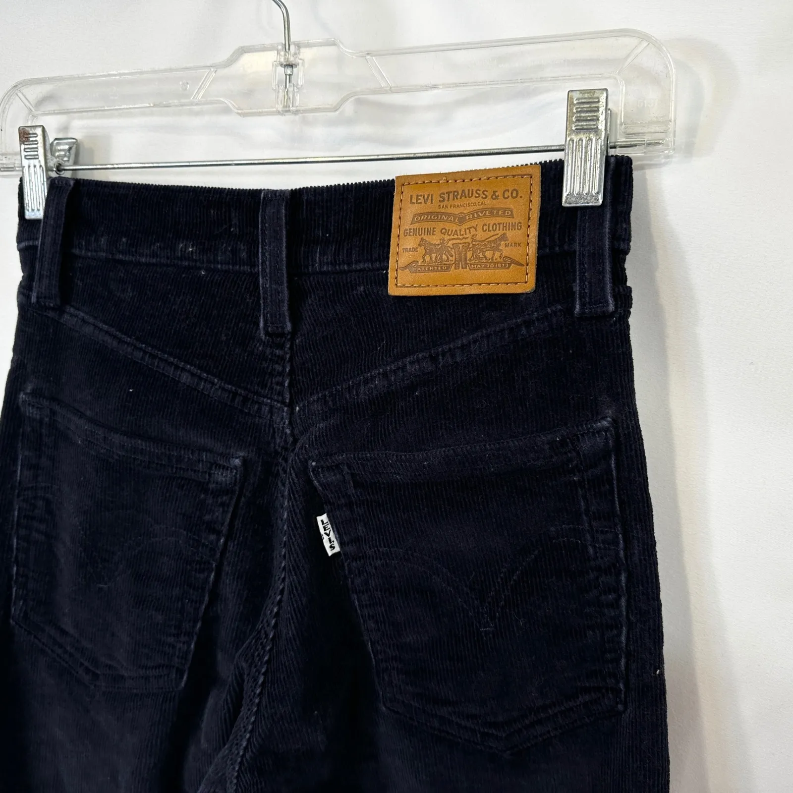 Levis Size 24 Waist Corduroy Jeans Ribcage Wide Leg High Rise Flare Navy 584 - Image 15