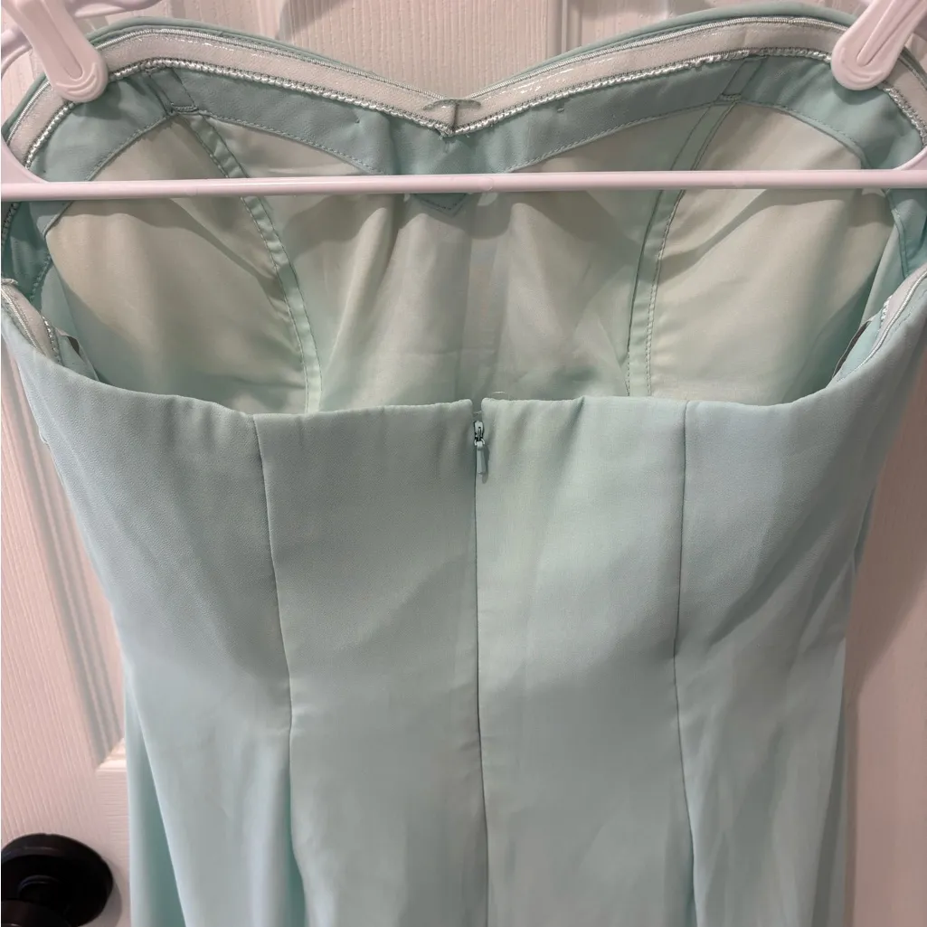 Bill Levkoff Strapless Mint Green Dress - Image 5
