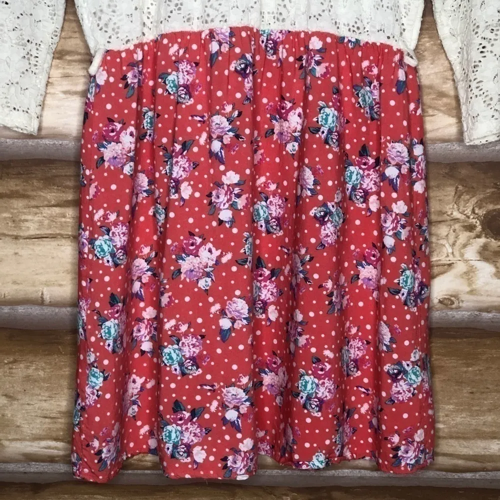 Charlotte Russe embroidered lace bodice floral skirt dress size L - Image 10