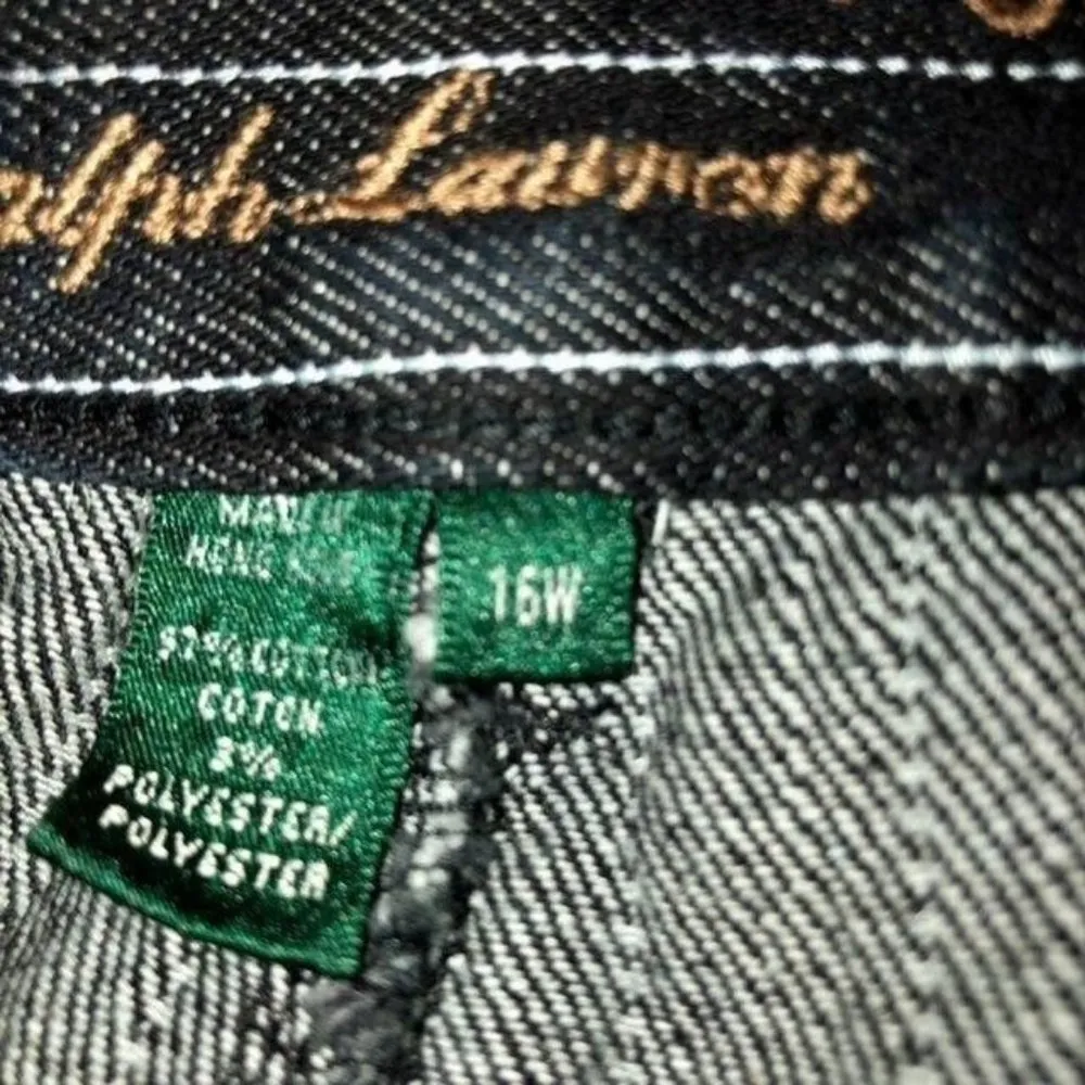 Vintage Lauren Ralph Lauren Denim Pants Womens 16W Used Dark Blue Pinstripe - Image 11