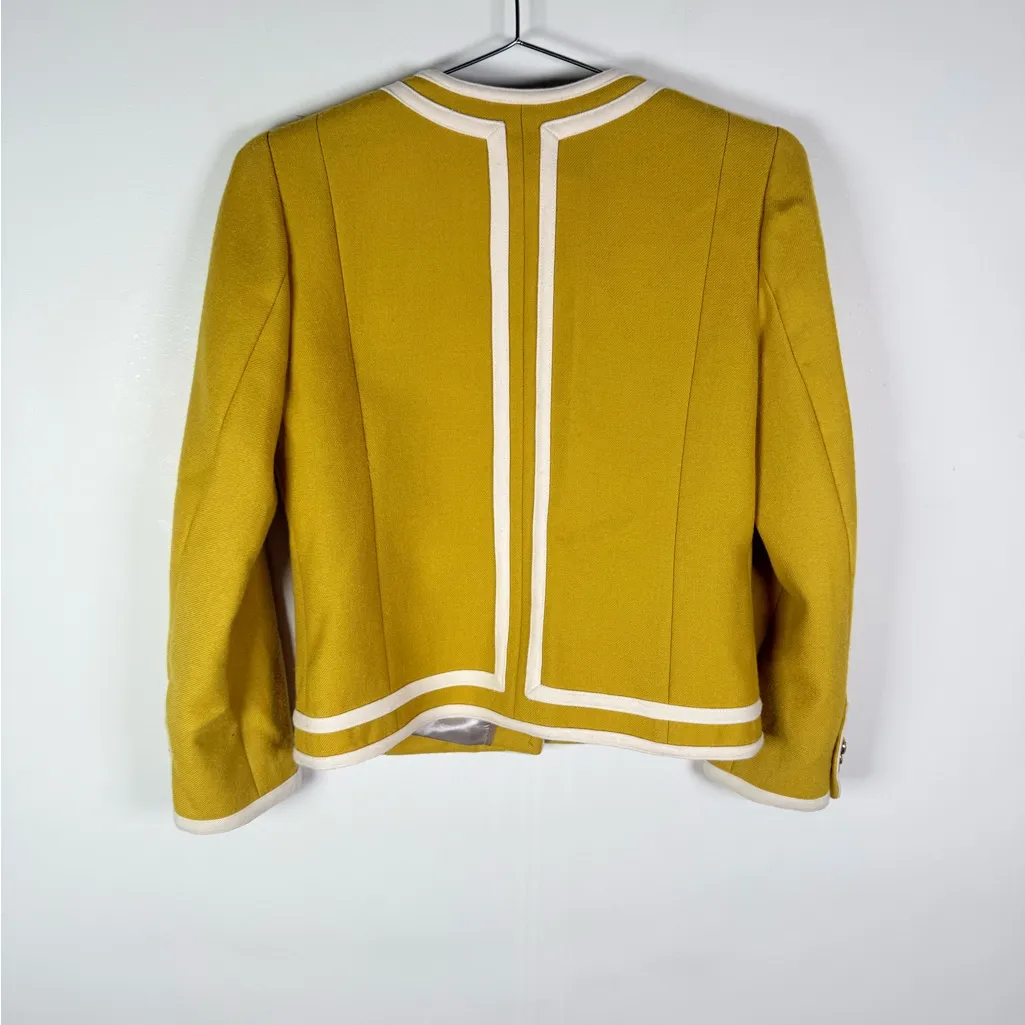 J.Crew Mustard Yellow Wool Trimmed Button Jacket - Image 5