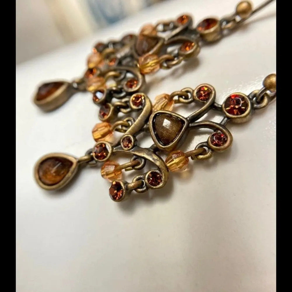 Brass tone chandelier fish hook earrings - Image 5