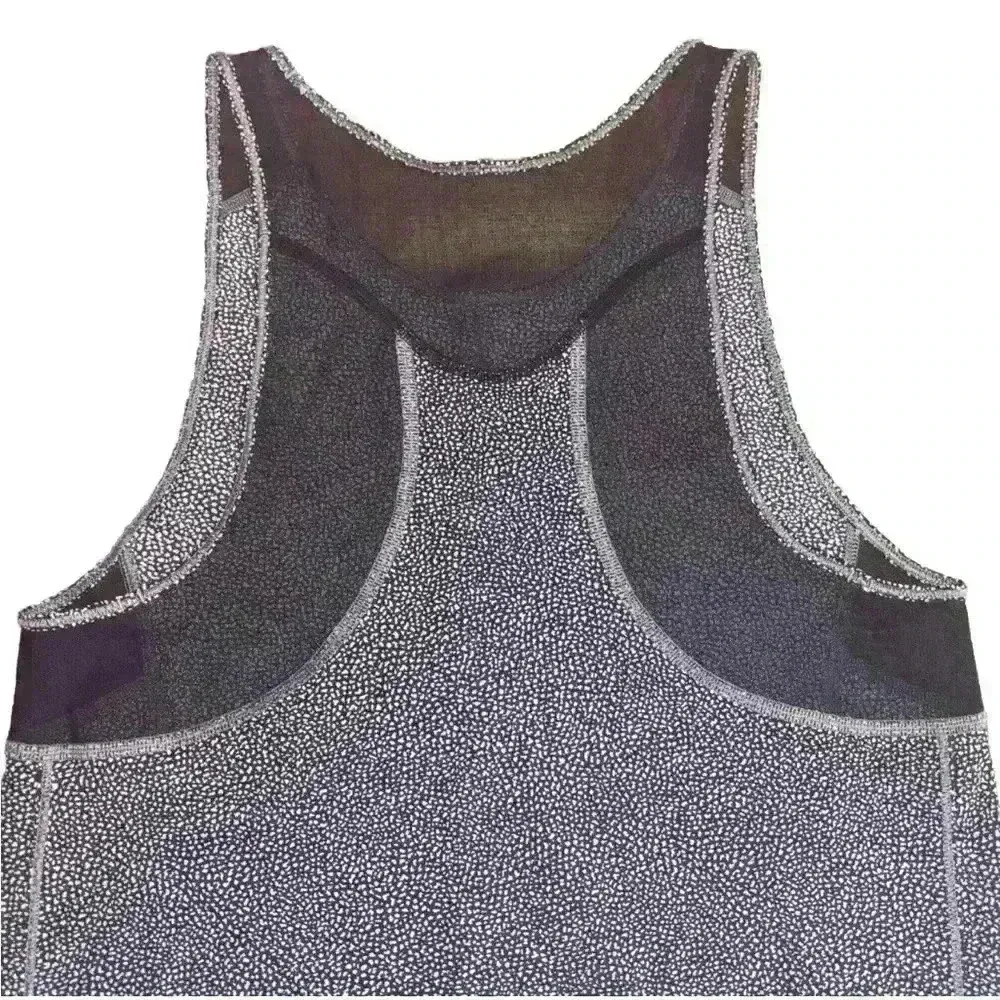 Lululemon Mesh Vest Top Black White Speckle Trim Gym Tank Size Small Activewear - Image 7