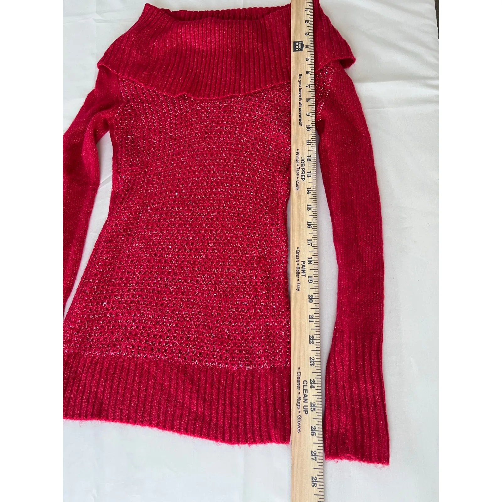 Y2K Candie’s sweater size XS stretchy fold over off shoulders long sleeve sequin - Image 6