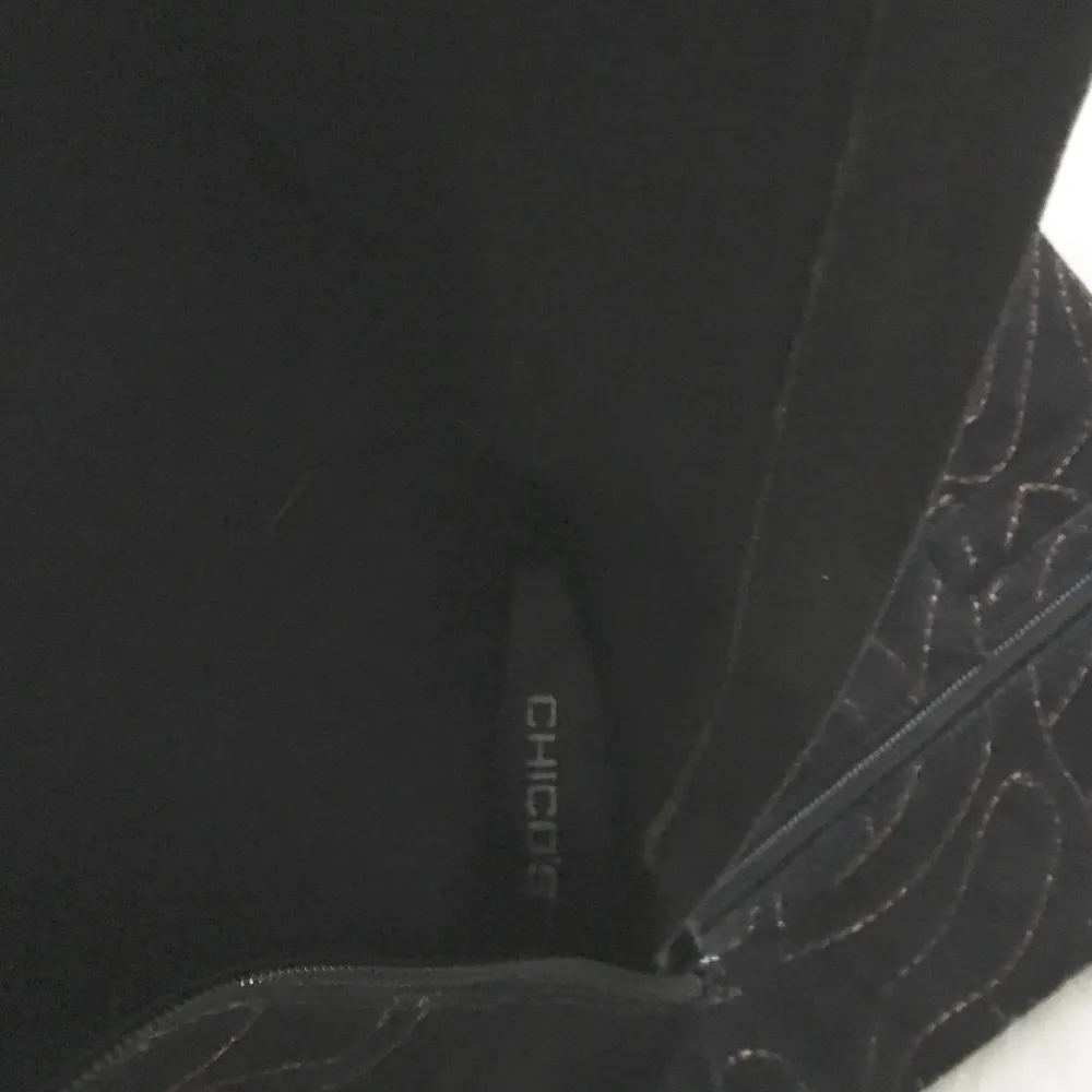 new Chico’s 𖦹 Italia Tall Embroidered Heeled Boots 𖦹 Black Suede 𖦹 Size 6M 𖦹 - Image 13