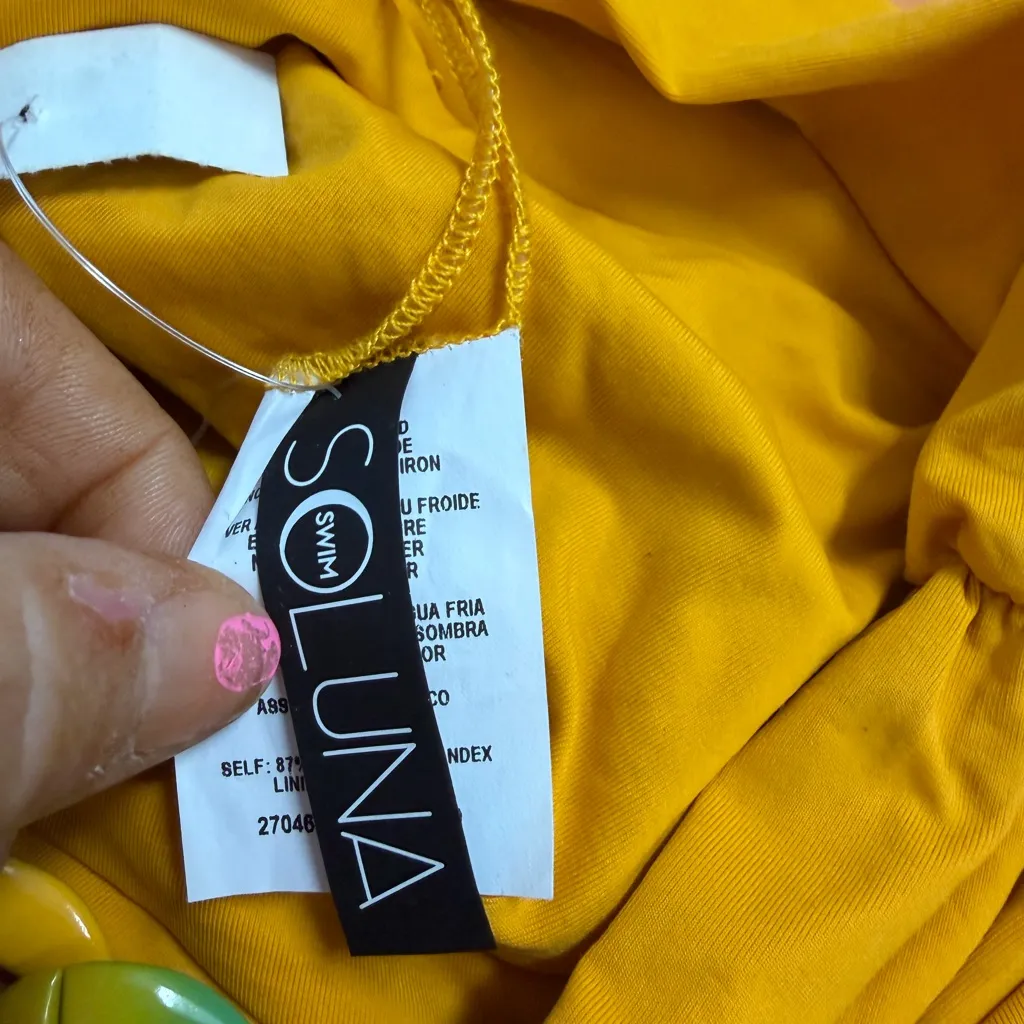 Soluna Swim Yellow Bikini Bottom with Chain Detail Size XS - Image 3