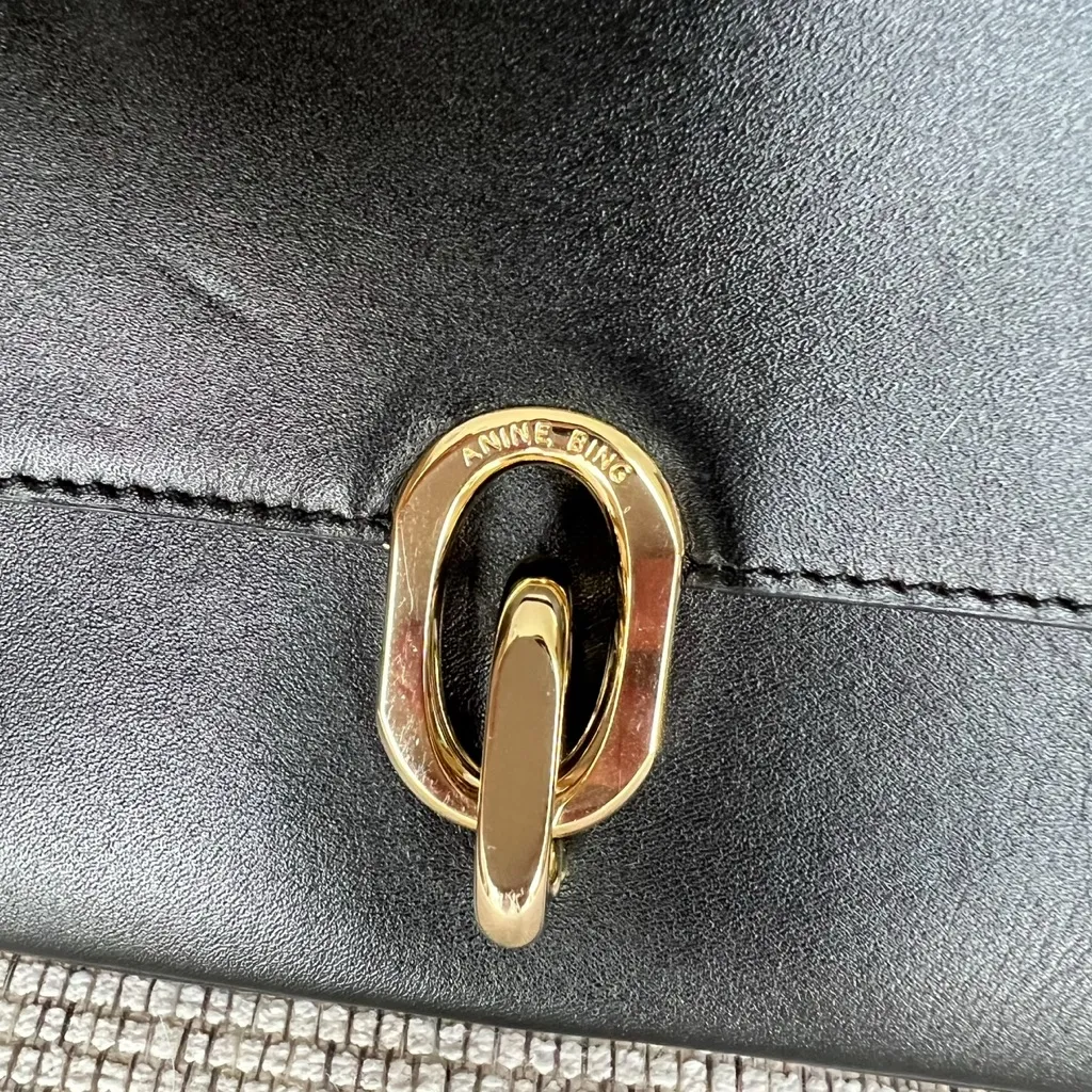 NWT Anine Bing Cleo Leather Classic Shoulder Bag Purse in Black - Image 6