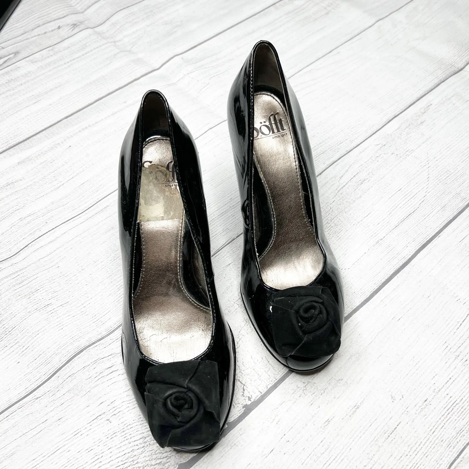 Sofft Shoes Roses 3.5" Heel Black Shiny Patent Leather US 7 UK 4.5 EUR 38 - Image 2