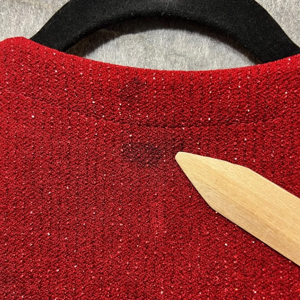 Vintage Ronni Nicole Sparkly Cardigan Shrug Open Front Red Party Top Size 12 - Image 5