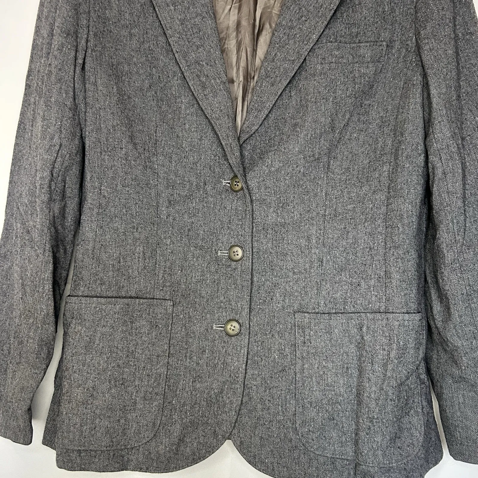 Vintage Pendleton Womens 100% Virgin Wool Suit Jacket/Blazer Gray Size 12 - Image 3