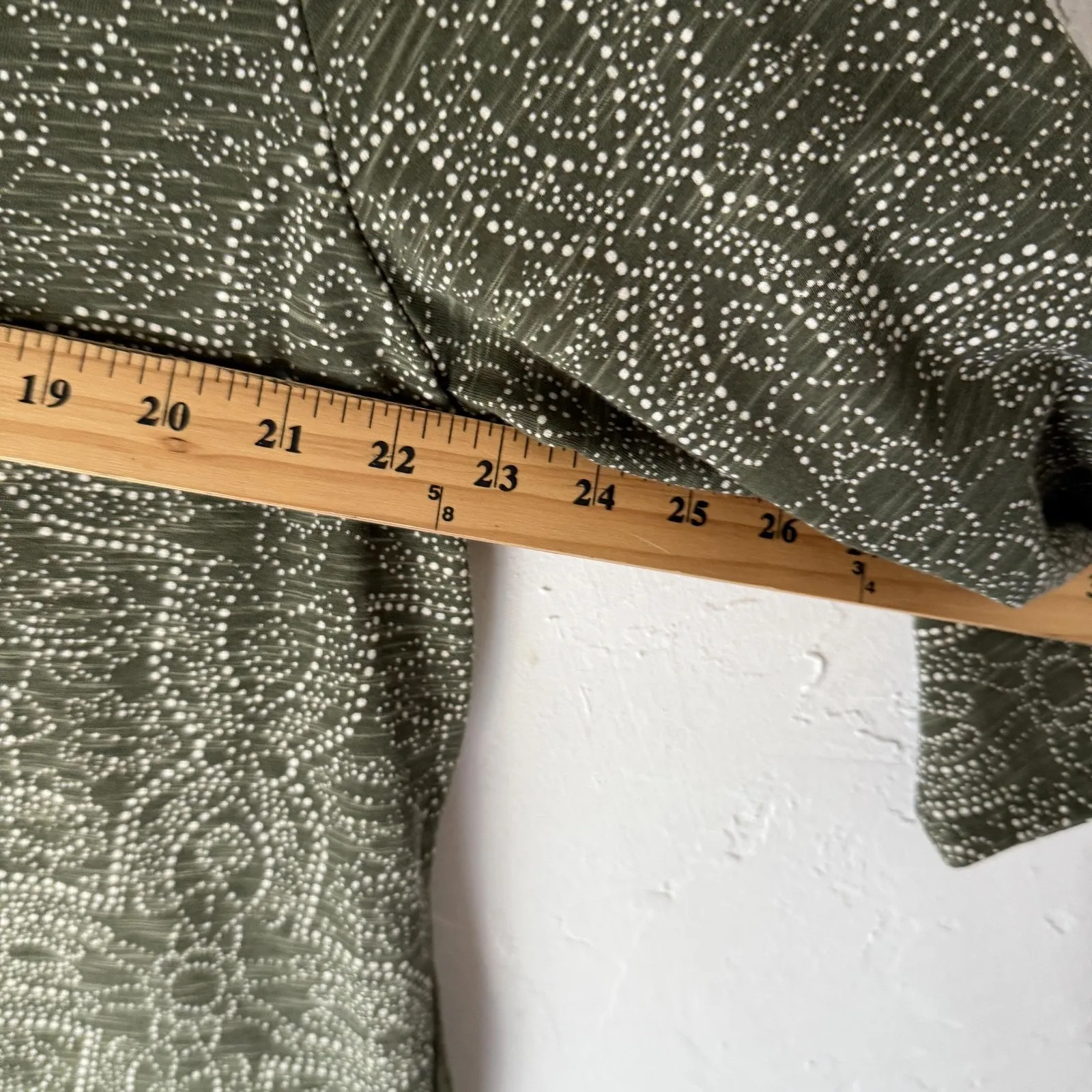 St Johns Bay Shirt Peasant 1X Olive Green Pattern‎ 3/4 Sleeve Relaxed Top - Image 6