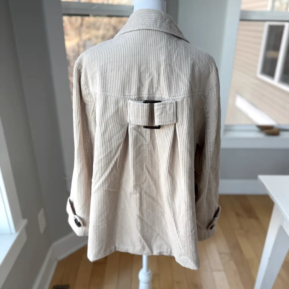 Vintage Relativity Ivory Cream Khaki Wide Wale Corduroy Chore Jacket Coat Sz XL Tan - Image 3