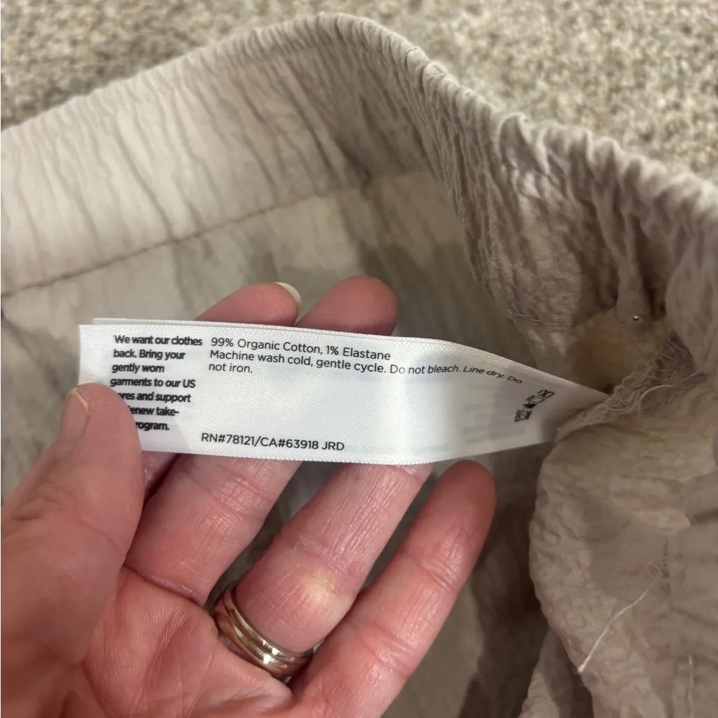 Eileen Fisher Stretch Organic Cotton Crop Pants Wide Leg Large Greige Chalk - Image 12