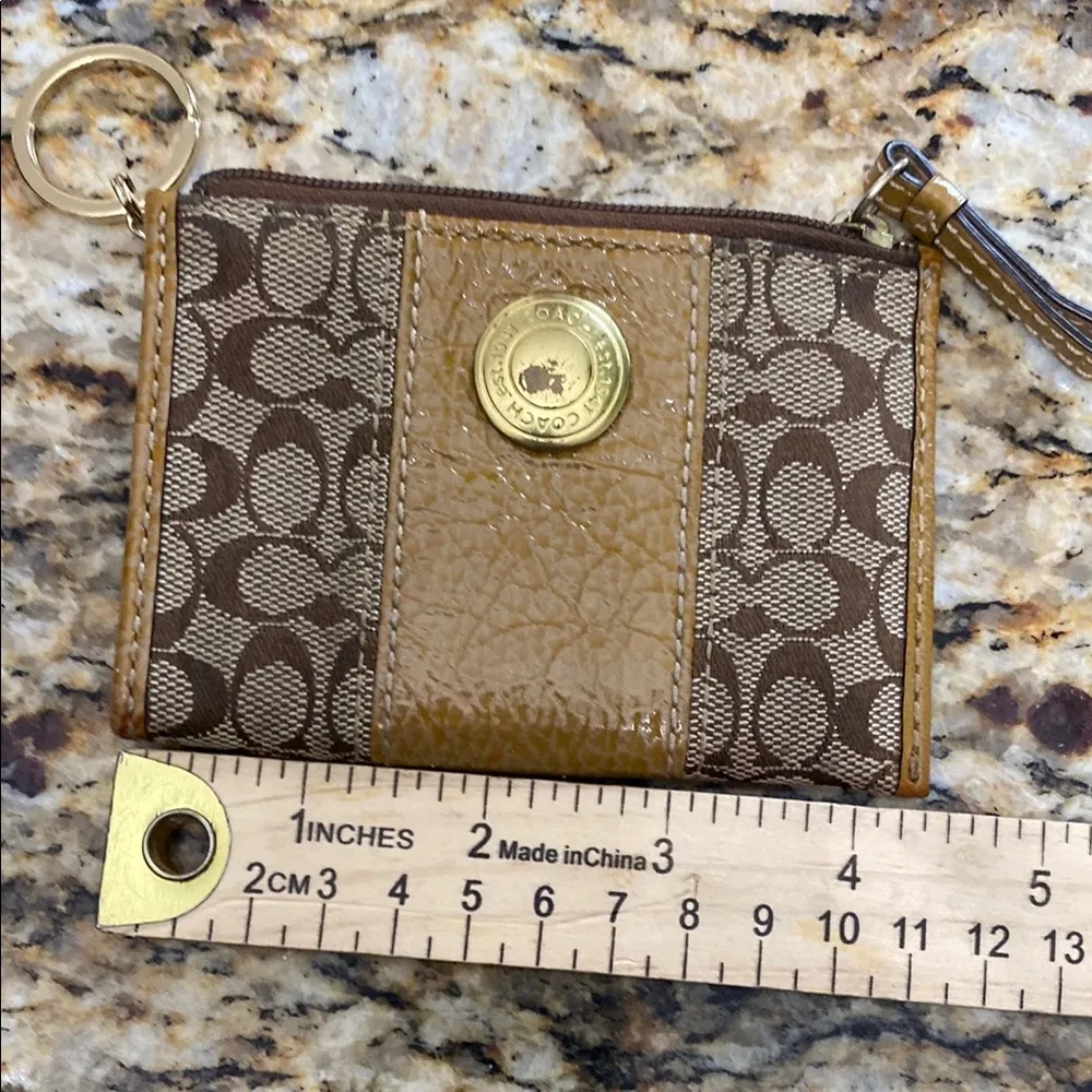 Coach Brown Monogram Coin Purse - Image 6