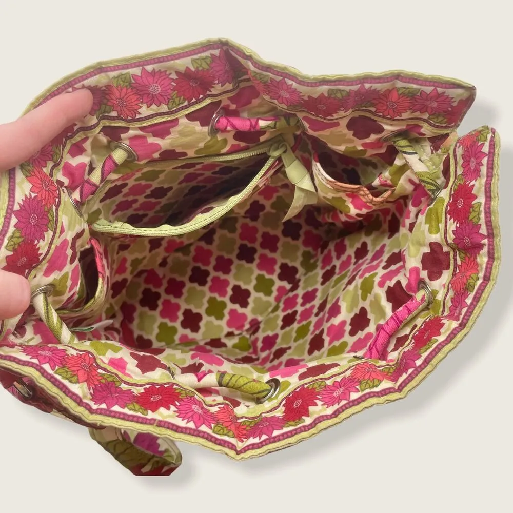 Vera Bradley Hello Dahlia Pink Floral Flowers Cinch Bucket Crossbody Bag - Image 4