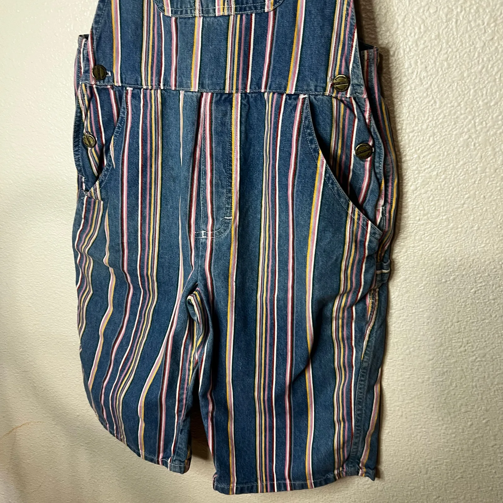 Palmetto’s Vintage denim striped overalls shorts L14 / MODERN WOMENS XS Blue - Image 2