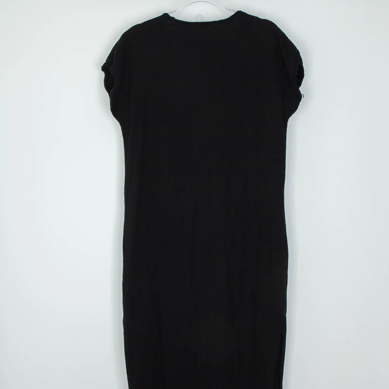 Pact Womens Organic Cotton V Neck Maxi Dress Size L Black Raw Edge Minimalist - Image 7