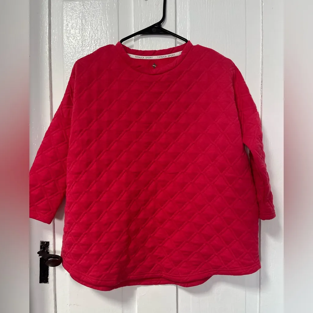 TuckerNuck sport Azalea Ally Quilted hot pink swing sweatshirt size XS/S - Image 4