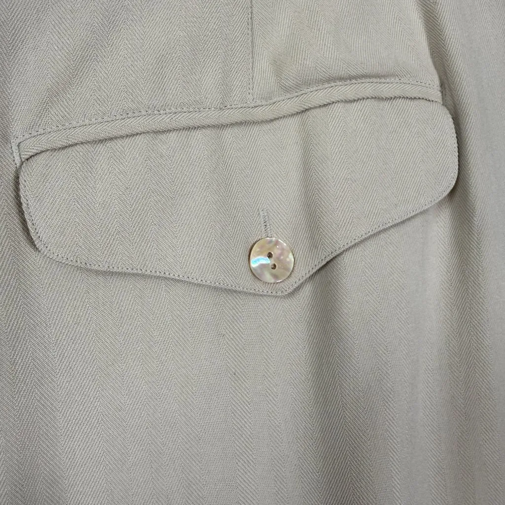 Vintage Tommy Bahama 100% Silk Pleated Cuffed Trouser Pants Womens 12 Tan Career - Image 9