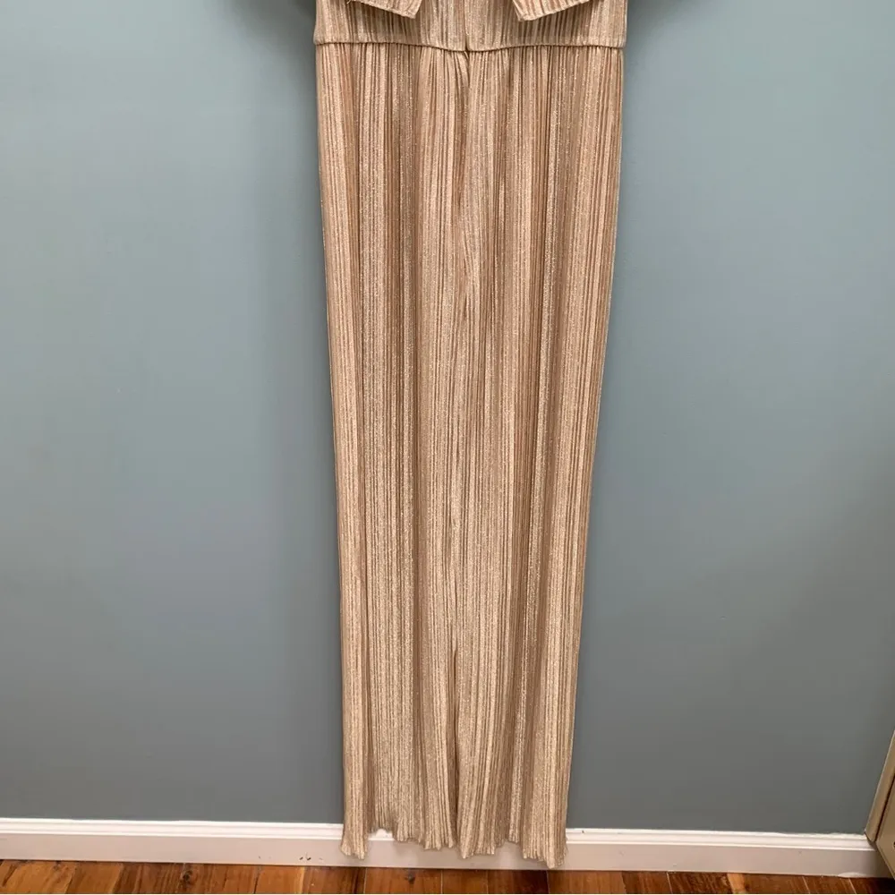 Dress The Population Athena Pleated Maxi Dress in Gold size Large - Image 7