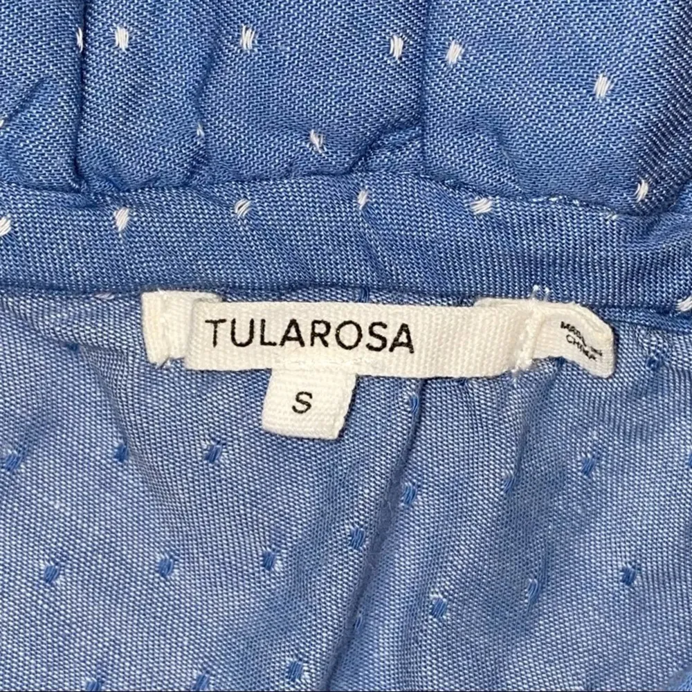 Tularosa Elinor One Shoulder Blue Chambray Textured Top SMALL - Image 5