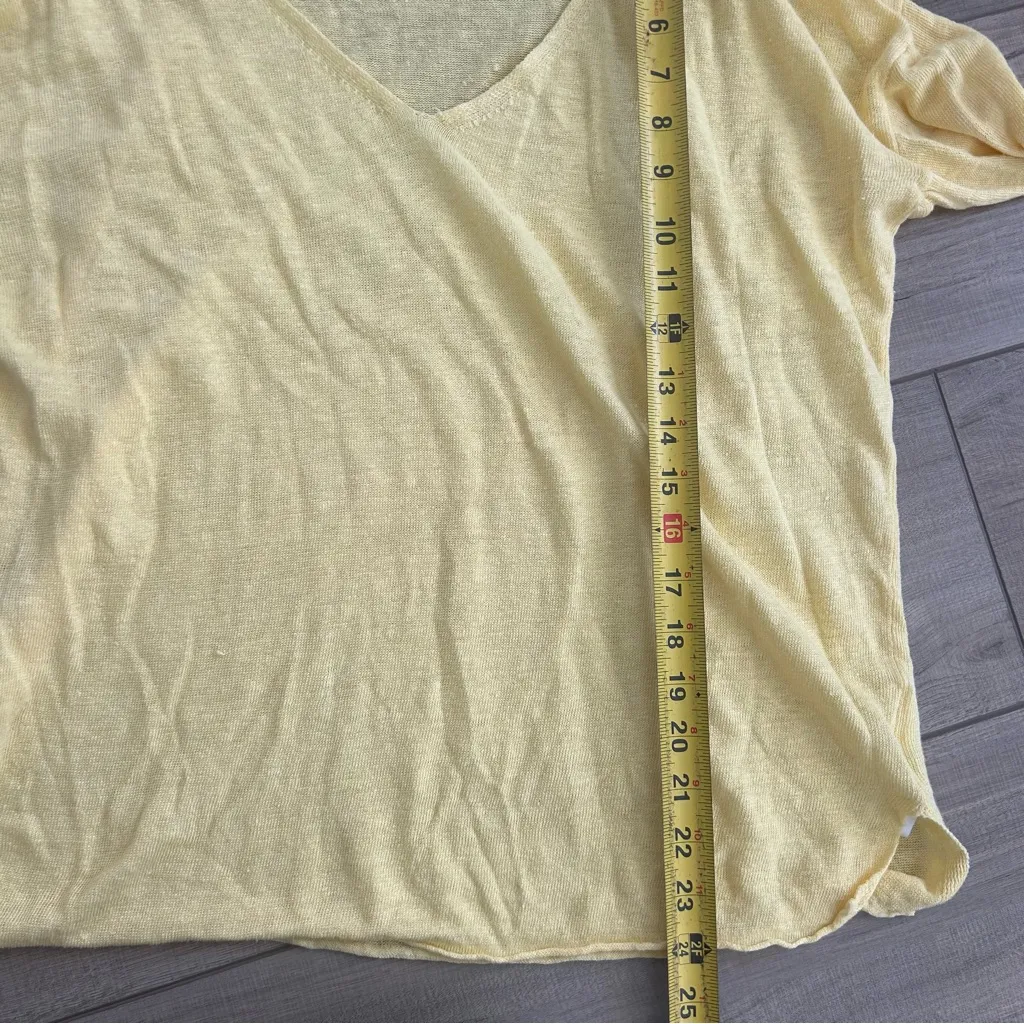 Lilly Pulitzer  Taryn Yellow V Neck Linen Knit Pullover Light Sweater L - Image 8