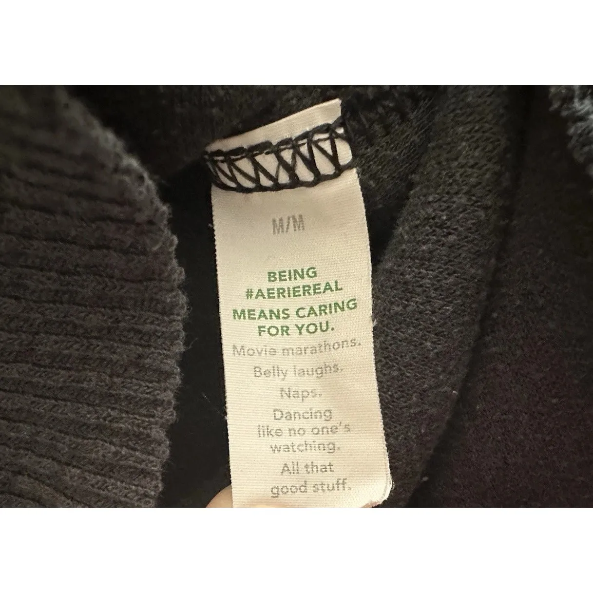 Aerie Oversized Wonder Waffle Knit Pullover Womens Medium Black Cozy Lounge - Image 6