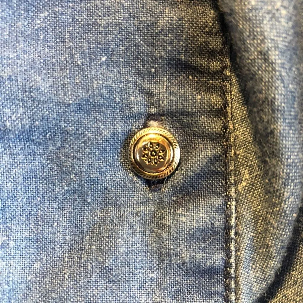 Vintage Victorian Y2K Denim ruffled shirt and cuffs size small - Image 9