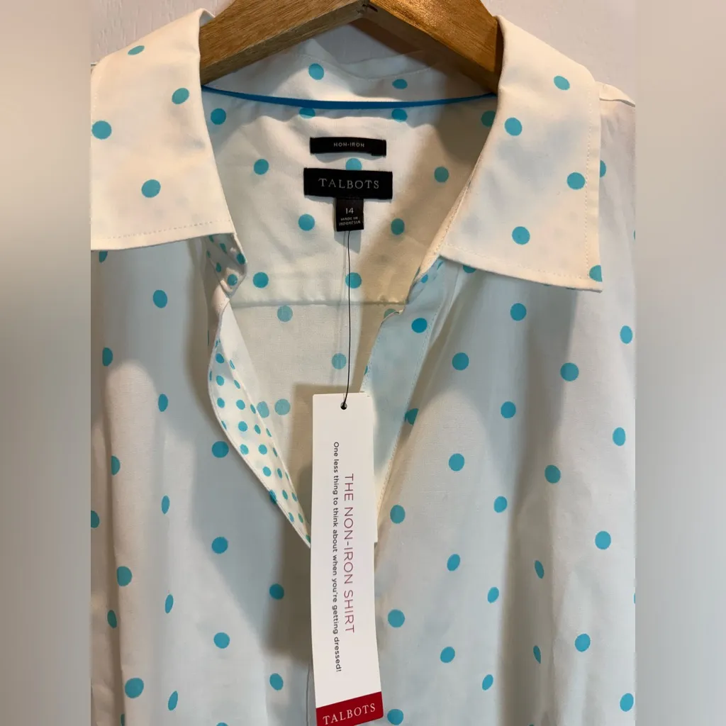 NWT Talbots Sleeveless  Polka Dot Shirt size 14 - Image 4