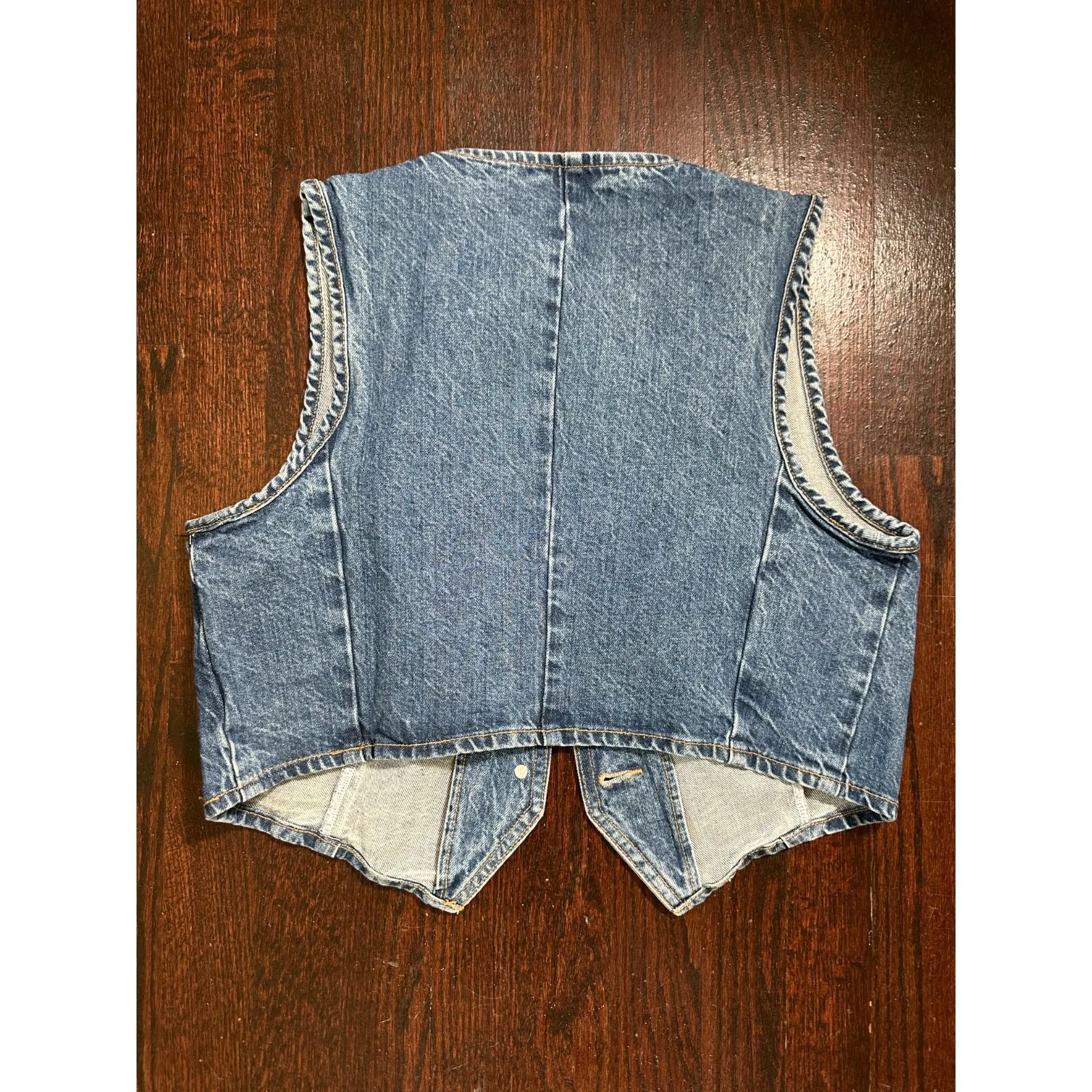 ZARA  Western Denim Vest Front Button Closure Size L - Image 6