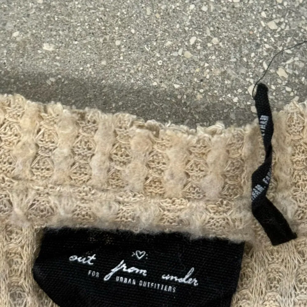 Out from Under UO Jojo Waffle Knit V-Neck Button Thermal Oversized Top XS Beige - Image 5