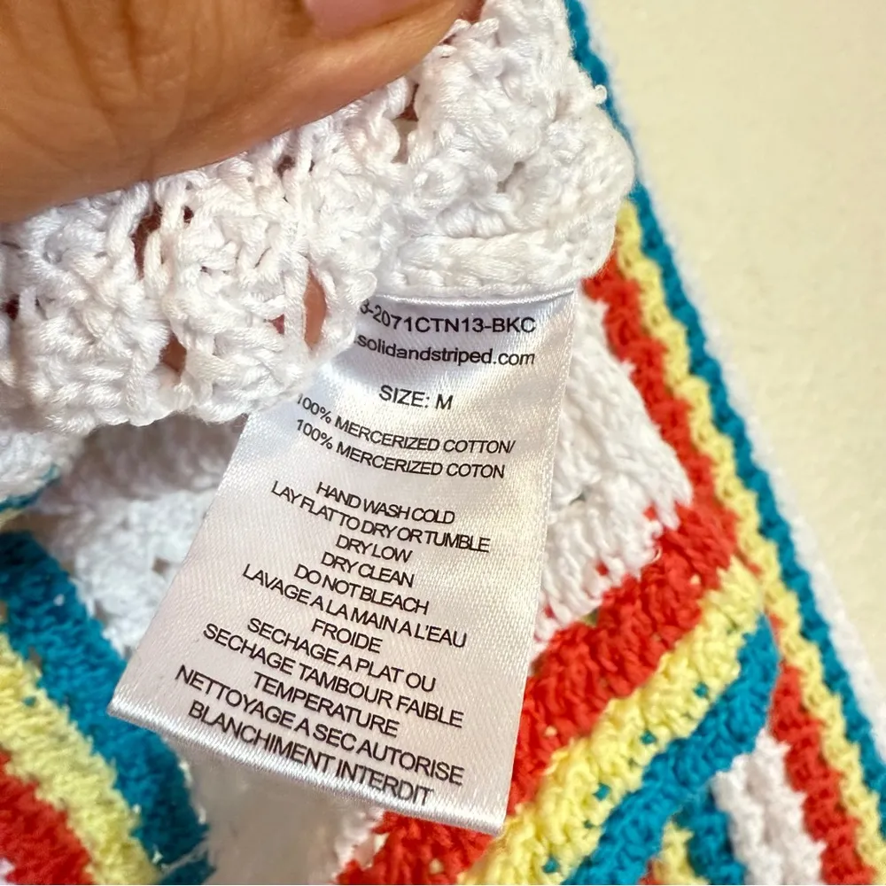 Solid & Striped The Lola Pullover Crochet Long Sleeved Split Cuffs - Image 9