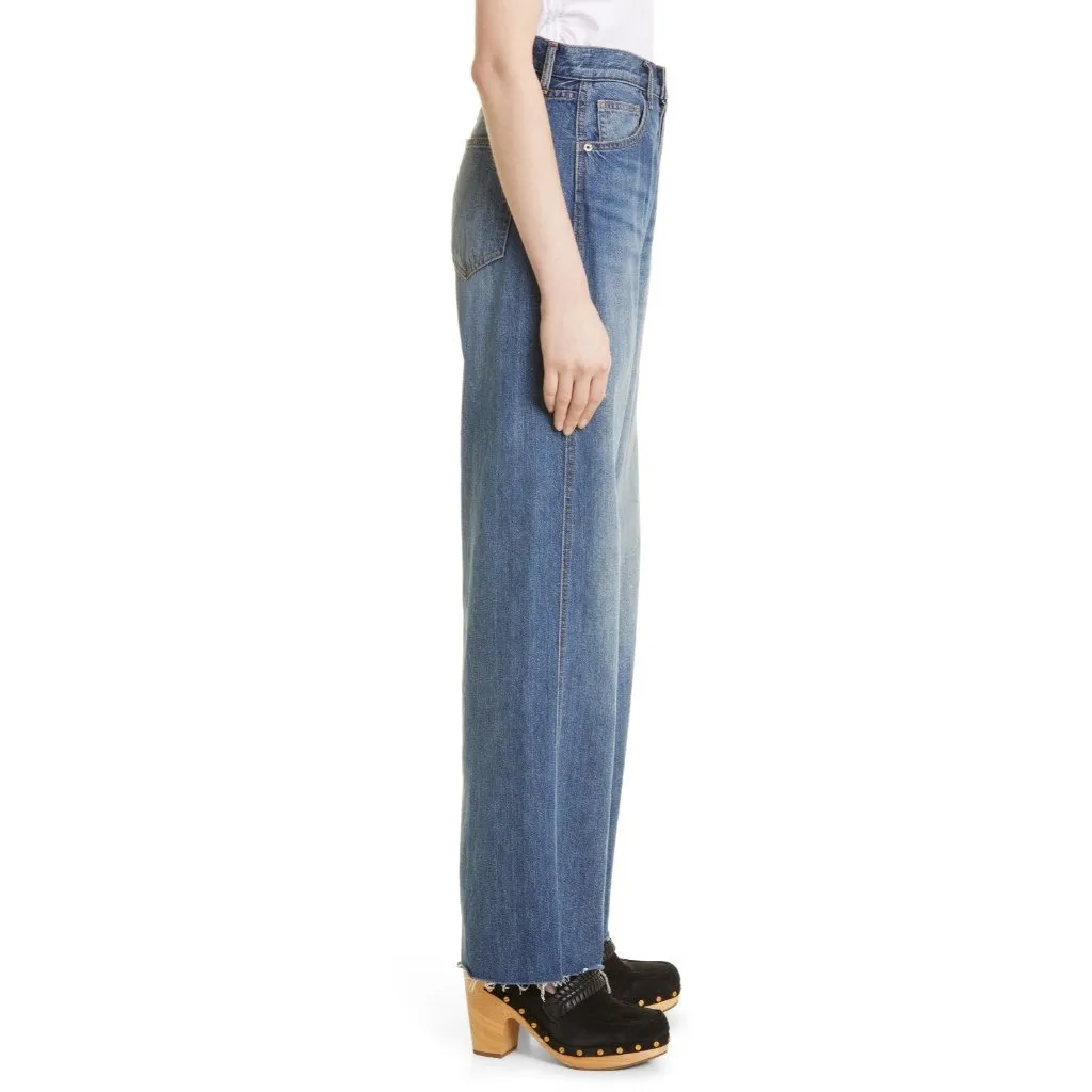 NWT Veronica Beard Taylor in Keystone High Rise Raw Hem Wide-Leg Jeans 31 - Image 9