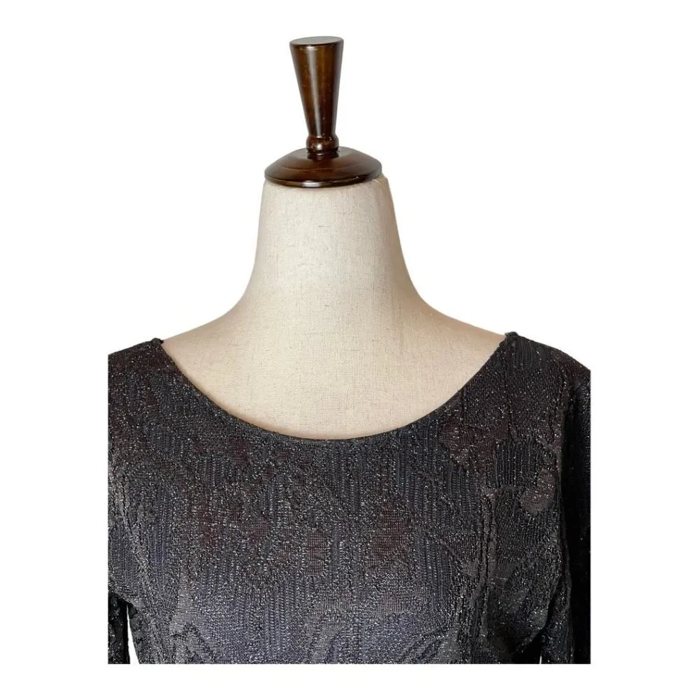 Zara Trafaluc Black‎ Scoop Back Long Sleeve Shimmer Mini Bodycon Dress Size M - Image 3