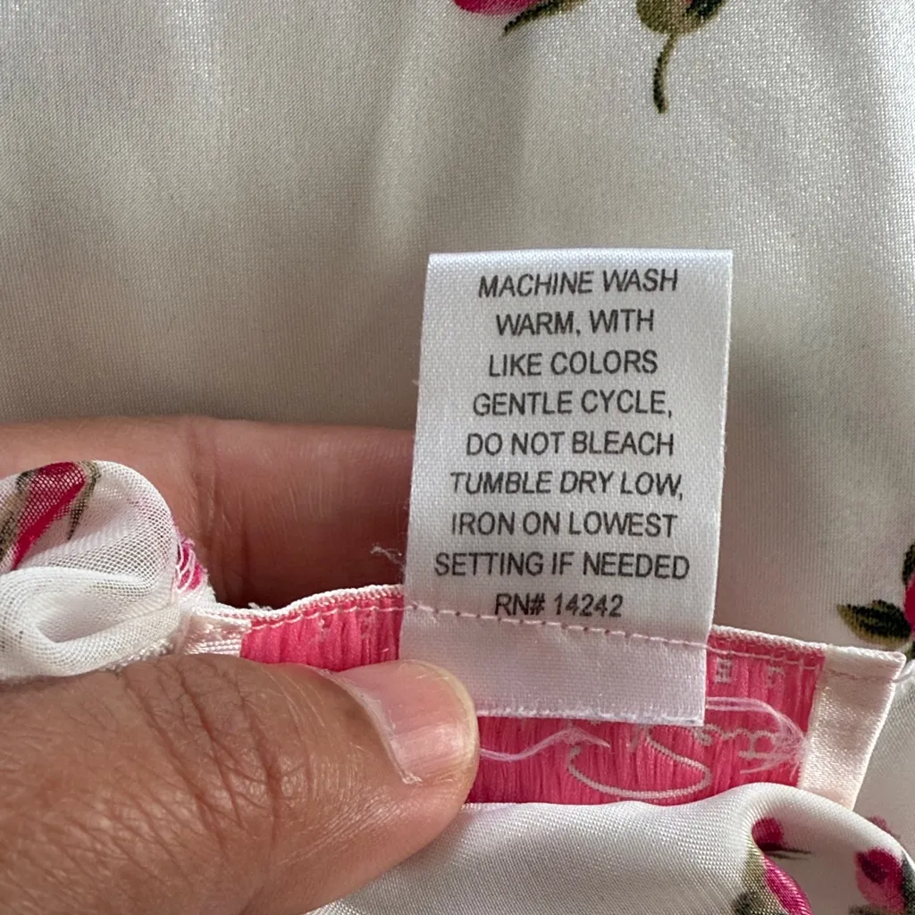 Oscar de la Renta Floral White and Pink Slip Dress size L - Image 6