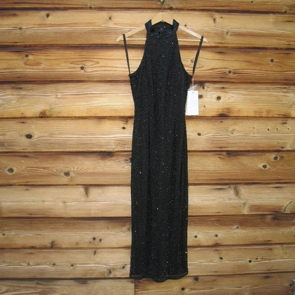 Mac Duggal 5531 Womens Beaded HIGH NECK HALTER SLEEVELESS MIDI DRESS - Image 6