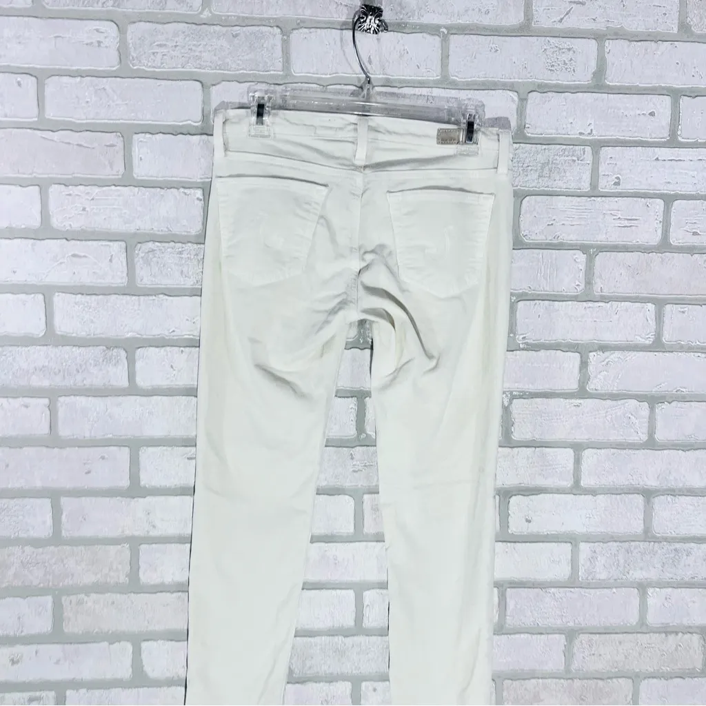 AG The Stevie Ankle Slim Straight Ivory Corduroy Jeans Size 27 - Image 7