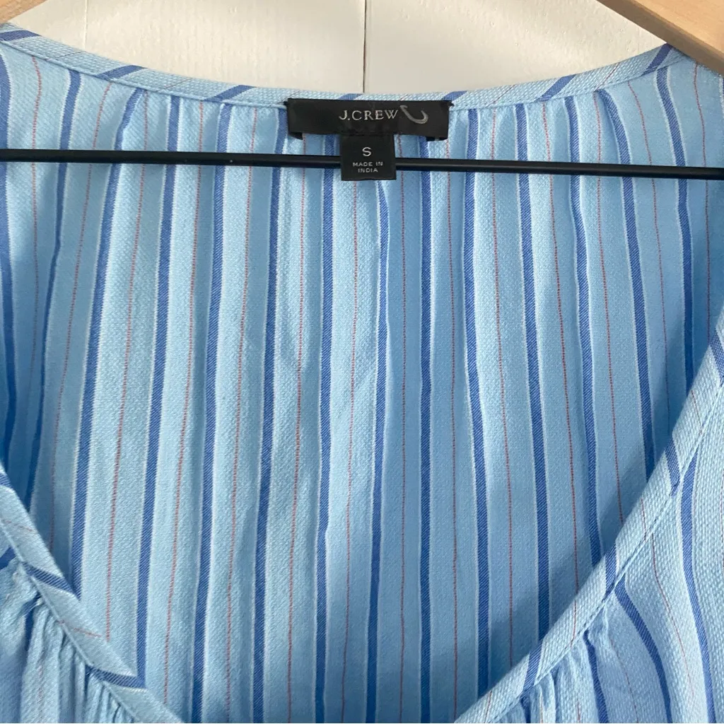J. Crew Sky Blue stripped Button-Down Dress with belt - Image 3