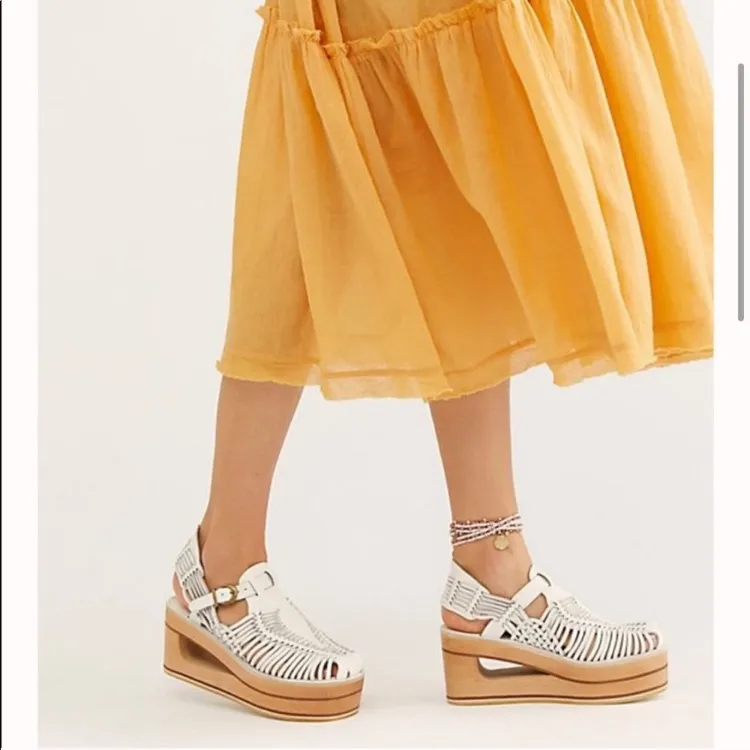 Jeffrey Campbell Free People Gemma Hurache white woven leather platform sandal 7 - Image 3