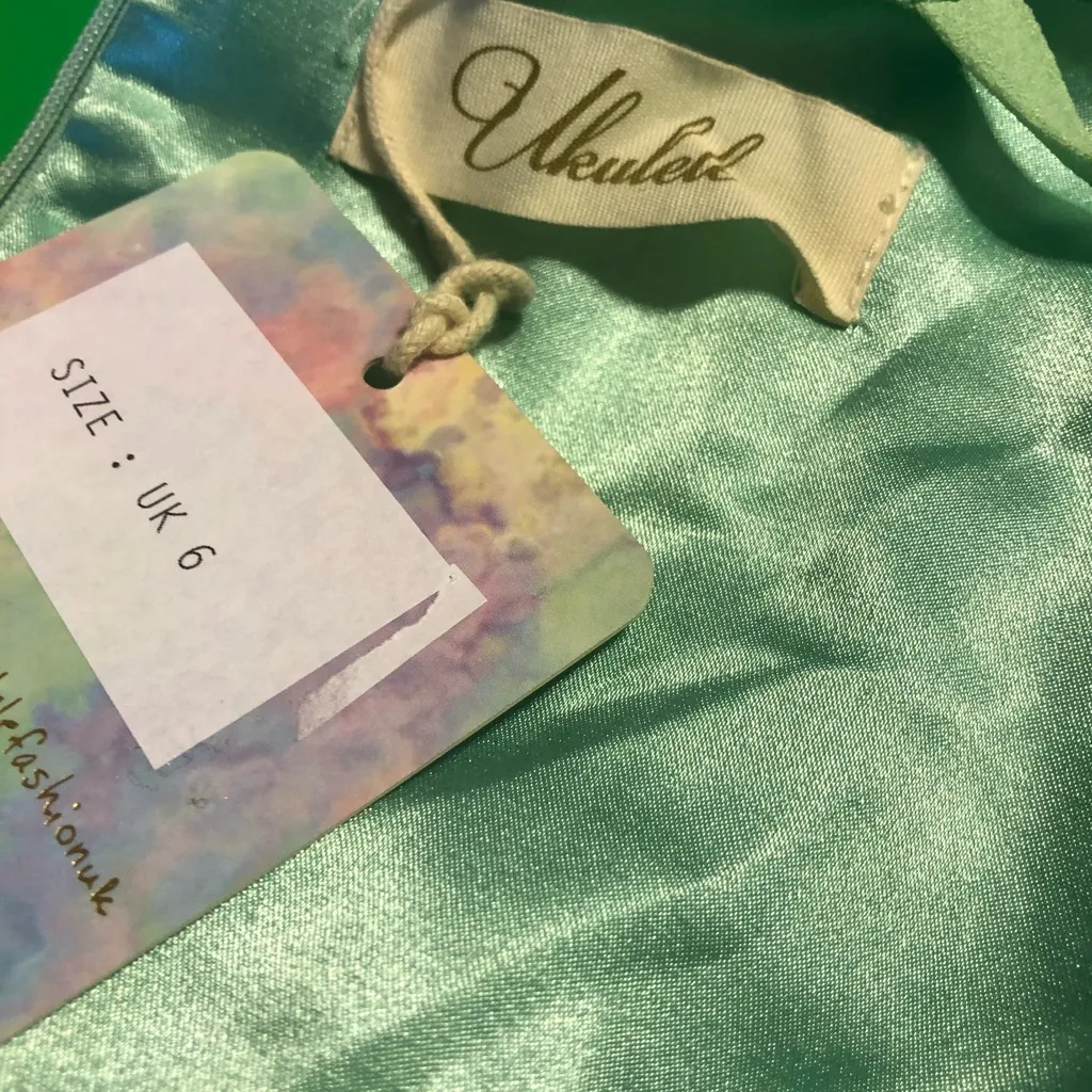 ❤️ Sea foam Green Party dress with cut outs in front - Image 2