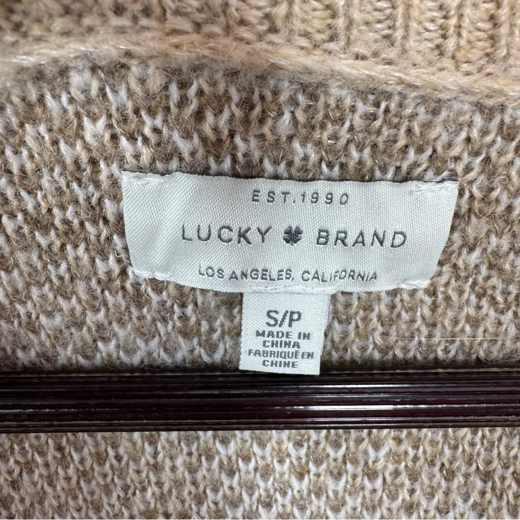 Lucky Brand Dessert Camo V Neck Long Cardigan Sweater Tan Cream Small - Image 9