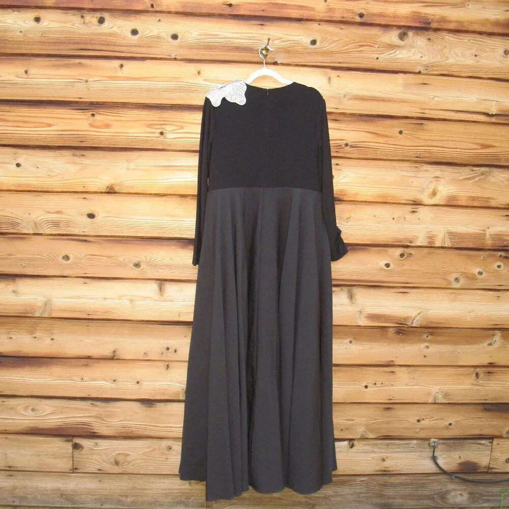 Mac Duggal 11832 Black Long Sleeve Taffeta 3D Flower Ball Gown Dress - Image 11