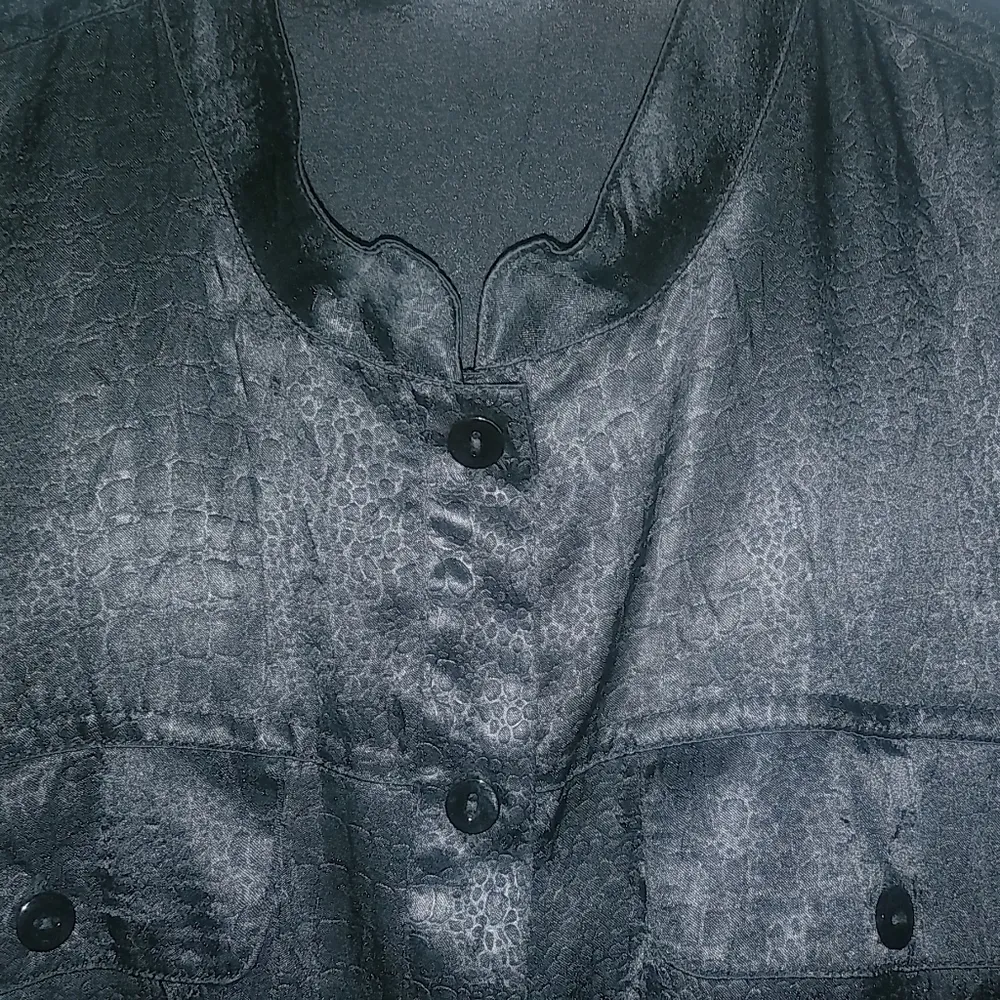 Erin London M Black Satin Pocketed Dressy Tunic Top Size M - Image 5