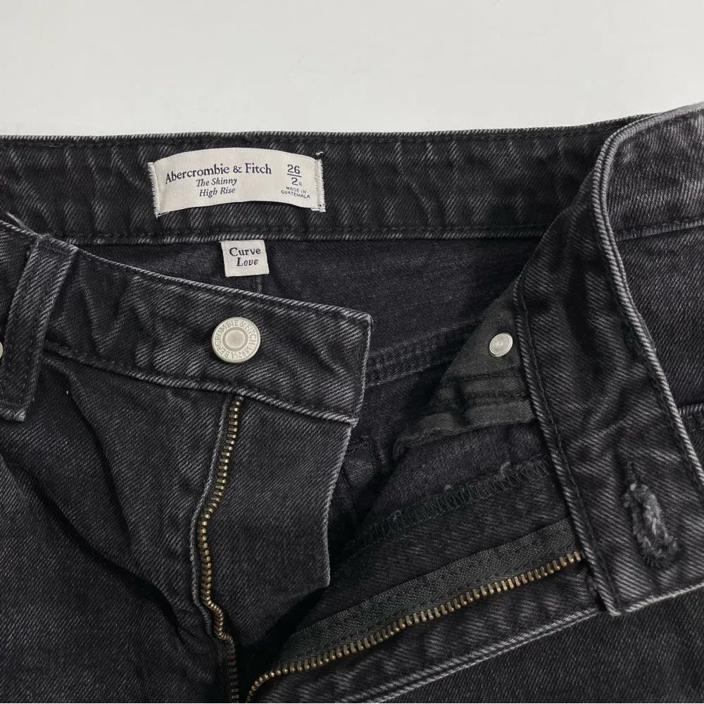 Abercrombie & Fitch Black Jeans Size 26 / 2R Curve Love The Skinny High Rise‎ - Image 4