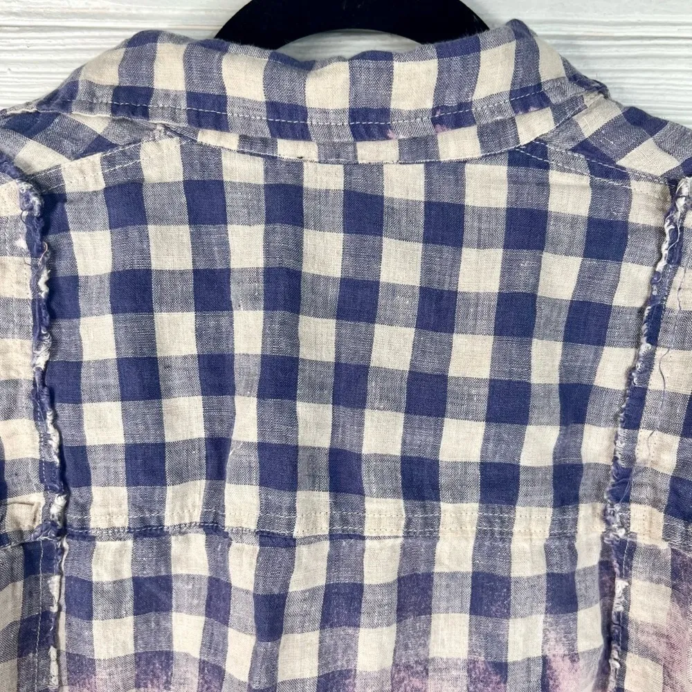 Vici Plaid Bleached Out Destroyed Hutton Up Shirt Size Medium Distressed - Image 9