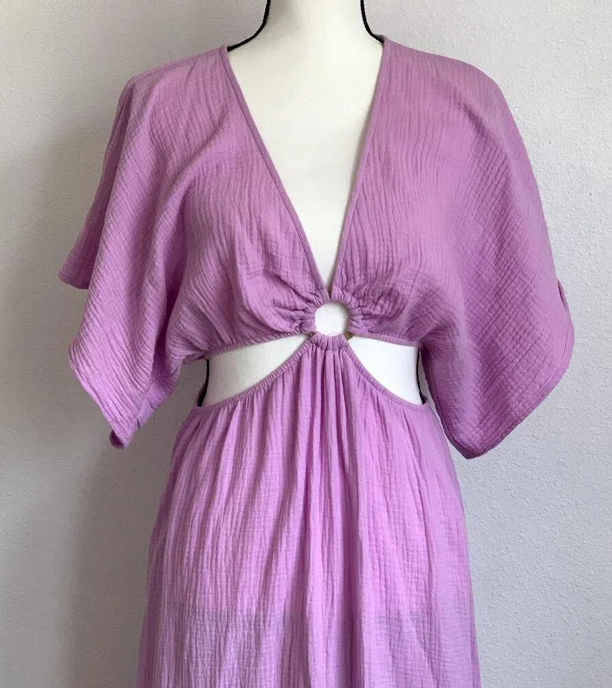 Show Me Your Mumu SMYMM Dana Cutout Midi Dress in Lilac Purple - Image 4