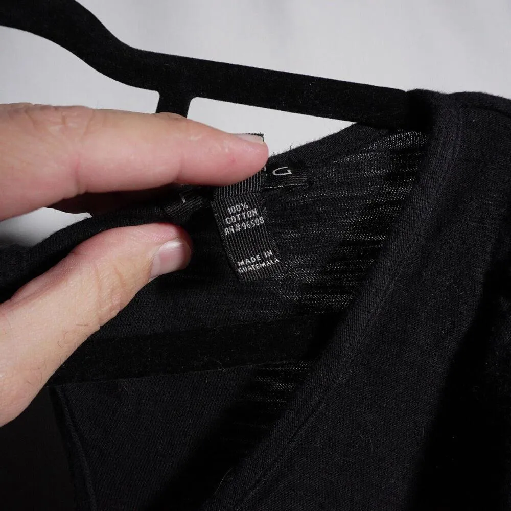 VTG Y2K FANG Skull Black Shirt 100% Cotton Long Sleeve Scoop Neck Womens 1X Goth - Image 4