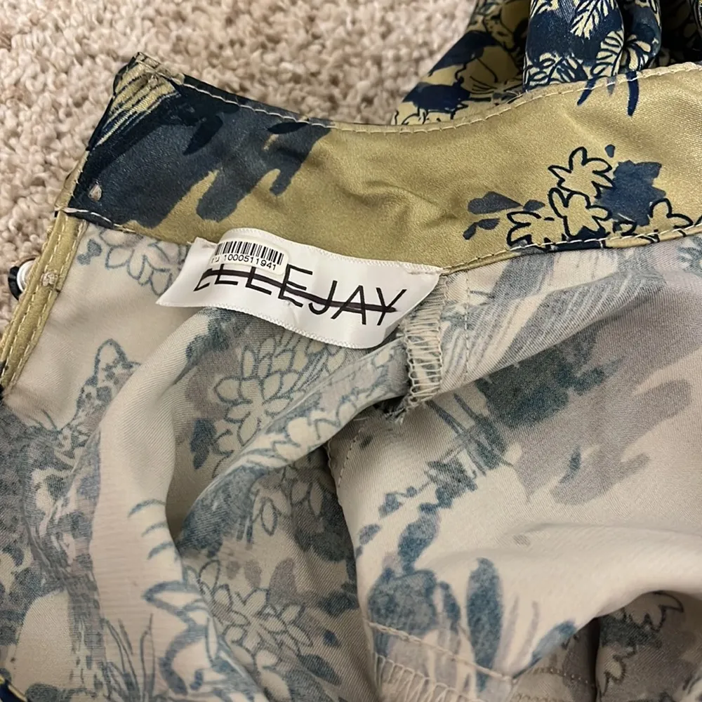 New Free People x Ellejay Ashley XS Champagne Blue Animal Print Silky Jumpsuit - Image 2