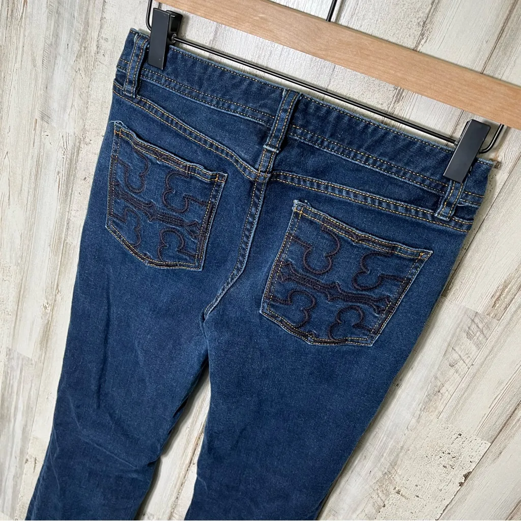 Tory Burch Bootcut Dark Wash Denim Mid‎ Rise Jeans Womens Size 24 - Image 2