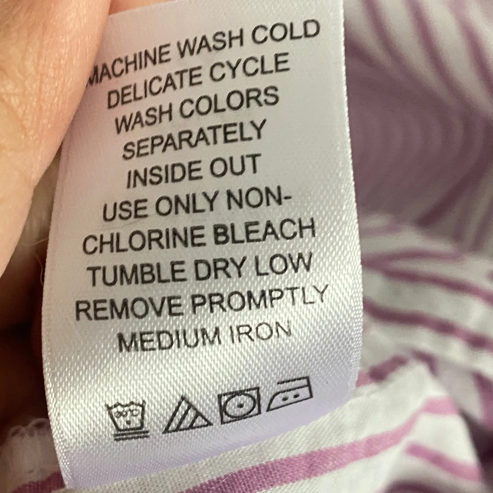 Woman Within Striped Embroidered Button Down Shirt 2X Pink Purple Work Office - Image 5